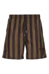 Fendi Printed Polyester Swimming Shorts In Brown