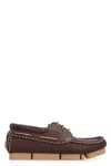 Fendi Chocolate Leather Deck Loafers In Brown