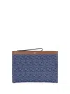 Fendi Textured Cotton Medium Flat Pouch With Zipper Closure
