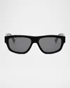 Fendi Diagonal Geometric Sunglasses, 56mm In Shiny Blacksmoke