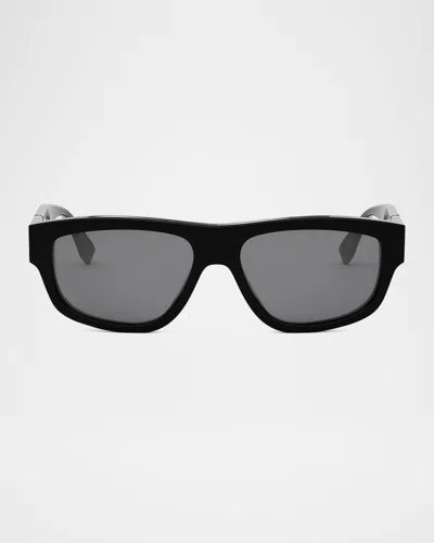 FENDI MEN'S FENDI DIAGONAL ACETATE RECTANGLE SUNGLASSES
