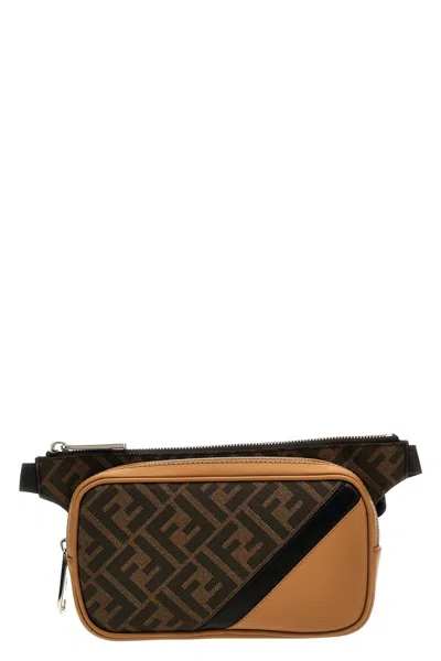 Fendi Men ' Diagonal' Waist Bag In Brown
