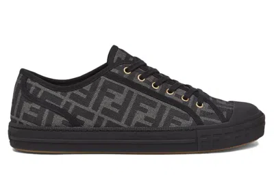 Pre-owned Fendi Men's  Domino Ff Lop Top Sneakers In Black/gum In Multi