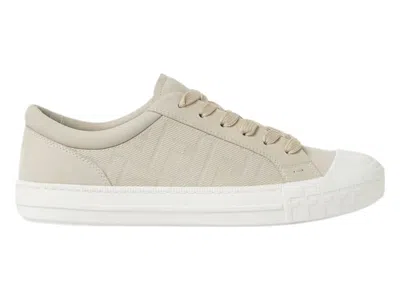Pre-owned Fendi Men's  Domino Nubuck Leather Sneakers In Beige