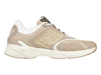 Pre-owned Fendi Men's  Faster Sneakers In Beige In Sand