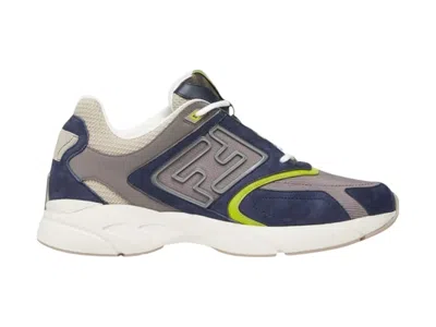 Pre-owned Fendi Men's  Faster Sneakers In Blue/gray/green