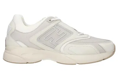 Pre-owned Fendi Men's  Faster Sneakers In White Grey