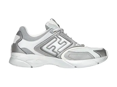 Pre-owned Fendi Men's  Faster Sneakers In White/gray