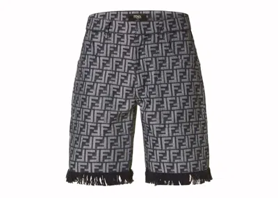 Pre-owned Fendi Men's  Ff Monogram Denim Shorts In Blue