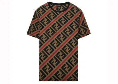 Pre-owned Fendi Men's  Ff Monogram Printed T-shirt In Brown/red
