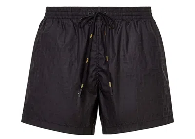 Pre-owned Fendi Men's  Ff Print Swim Shorts In Black