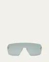 Fendi Men's  Roma 53mm Rimless Rectangular Sunglasses In Blue Silver Flash