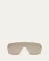 Fendi Men's  First Metal Shield Sunglasses In Shiny Rose Gold Brown Mirror