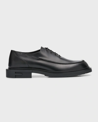 Fendi Men's  Frame Leather Derby Shoes In Nero