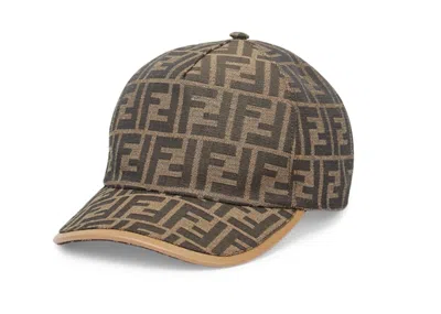 Pre-owned Fendi Men's  Jacquard Ff Fabric Baseball Cap In Brown/beige