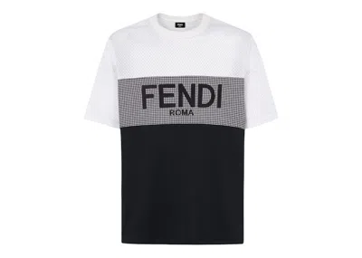 Pre-owned Fendi Men's  Jersey T-shirt In White/grey/black