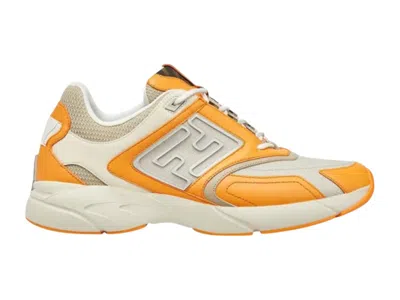 Pre-owned Fendi Men's  Logo Lowtop Sneakers In Orange