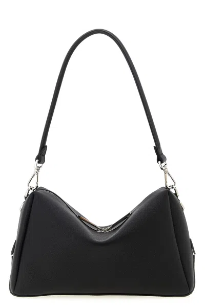 Fendi Medium Shoulder Bag Adjustable Strap Metal Hardware Textured Finish In Black