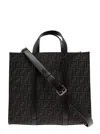 Fendi Men  Man's  Jacquard Ff Fabric Shopper  Bag In Black