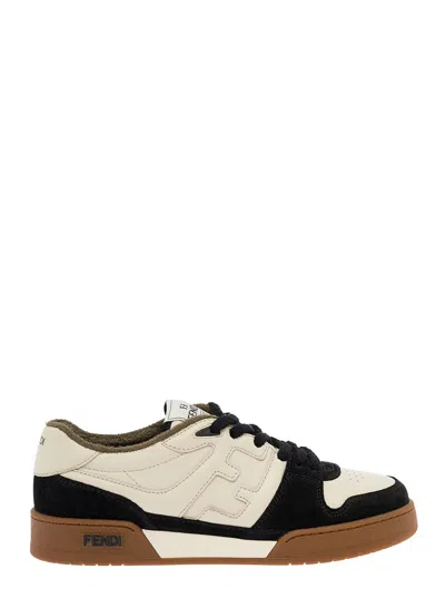 Fendi Match Leather And Suede Sneakers In Multi