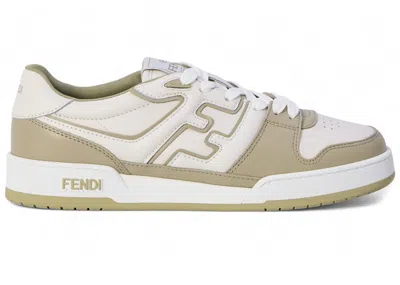 Pre-owned Fendi Men's  Match Low Sneakers In White/khaki In Multi
