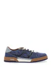 Fendi Match Denim Ff Embossed Sneakers Blue In Blue