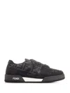 Fendi Match Sneakers In Ff Jacquard Fabric And Suede In Gray