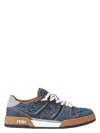 Fendi Match Denim Ff Embossed Sneakers Blue In Blue