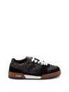 Fendi Match Low-top Ff Jacquard Fabric And Suede Sneakers In Brown