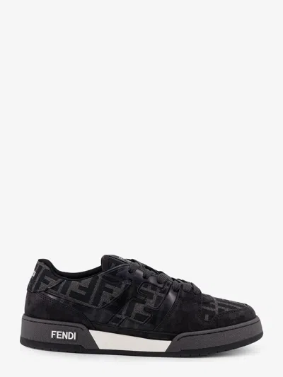 Fendi Match Sneakers In Ff Jacquard Fabric And Suede In Gray