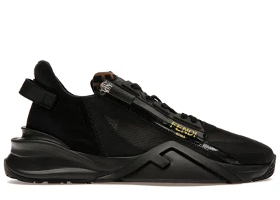 Pre-owned Fendi Men's  Nylon Low Top Sneakers In Black