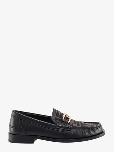 Fendi Men  O' Lock Leather Loafer With Ff Insert In Black
