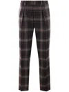 Fendi Wool Pant With Embroidered Check Pattern In Multicolor