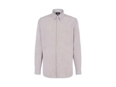 Pre-owned Fendi Men's  Pinstriped Cotton Shirt In Choko