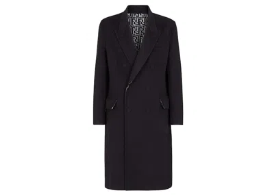 Pre-owned Fendi Men's  Reversible Doublebreasted Wool Coat In Black