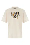 Fendi Off White Crewneck Printed T-shirt In Neutral