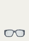Fendi Men's  Shadow Acetate Rectangle Sunglasses In Blue
