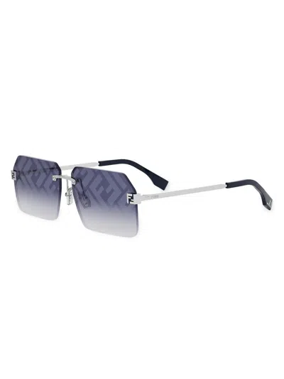 Fendi Men's  Sky 59mm Geometric Sunglasses In Blue