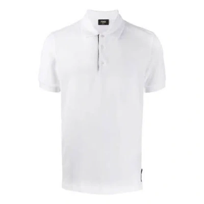 Fendi Men's  Ss21 Solid Color Short Sleeve Polo Shirt White