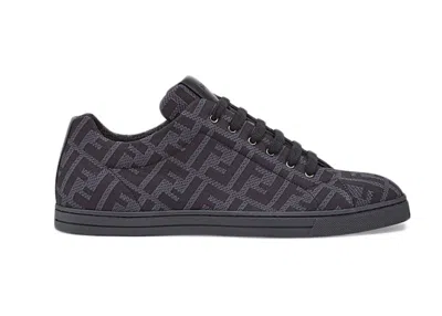 Pre-owned Fendi Men's  Tech Fabric Low Top Gray Sneakers In Grey/black