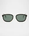 Fendi Men's  Travel Metal Rectangle Sunglasses In Dark Havana Green