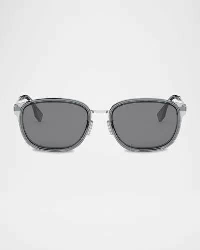 Fendi Men's  Travel Metal Rectangle Sunglasses In Gray