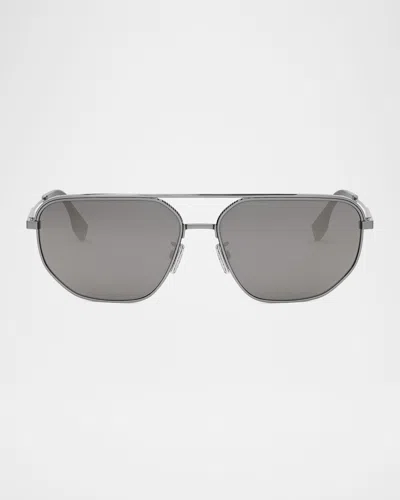 Fendi Men's  Travel Metal Rectangle Sunglasses In Black