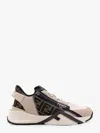 Fendi Beige Leather Sneakers With Ff Motif In Multi