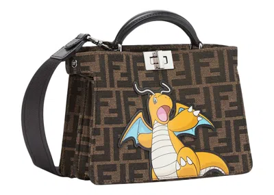 Pre-owned Fendi Men's  X Frgmt X Pokemon Ff Fabric Bag Peekaboo Iseeu Xcross In Brown