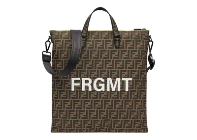 Pre-owned Fendi Men's  X Frgmt X Pokemon Ff Fabric Bag Shopper In Brown