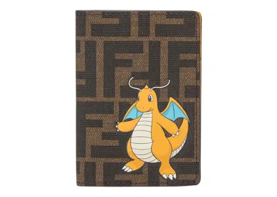 Pre-owned Fendi Men's  X Frgmt X Pokemon Ff Fabric Card Holder In Brown