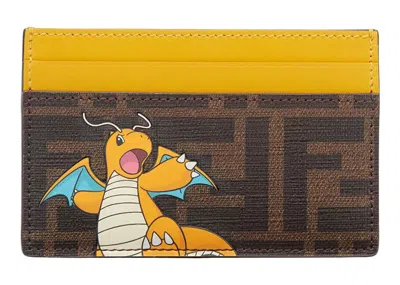 Pre-owned Fendi Men's  X Frgmt X Pokemon Ff Fabric Card Holder In Yellow