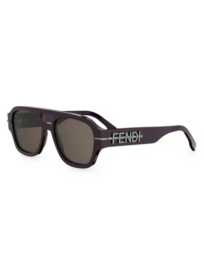 Fendi Men's Graphy 55mm Aviator Sunglasses In Orange