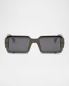 Fendi Graphy Geometric Sunglasses, 52mm In Black/other/smoke